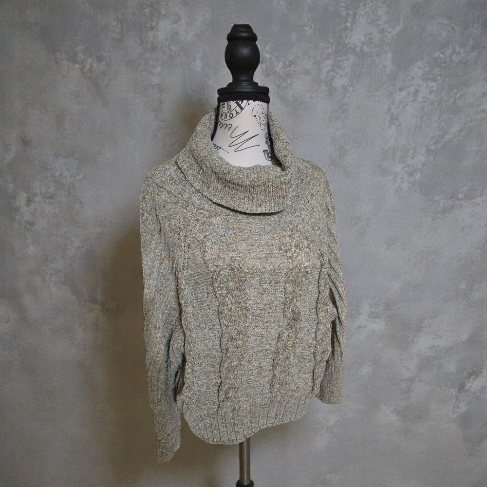 moon & madison Speckled Cowl Neck Sweater - Green